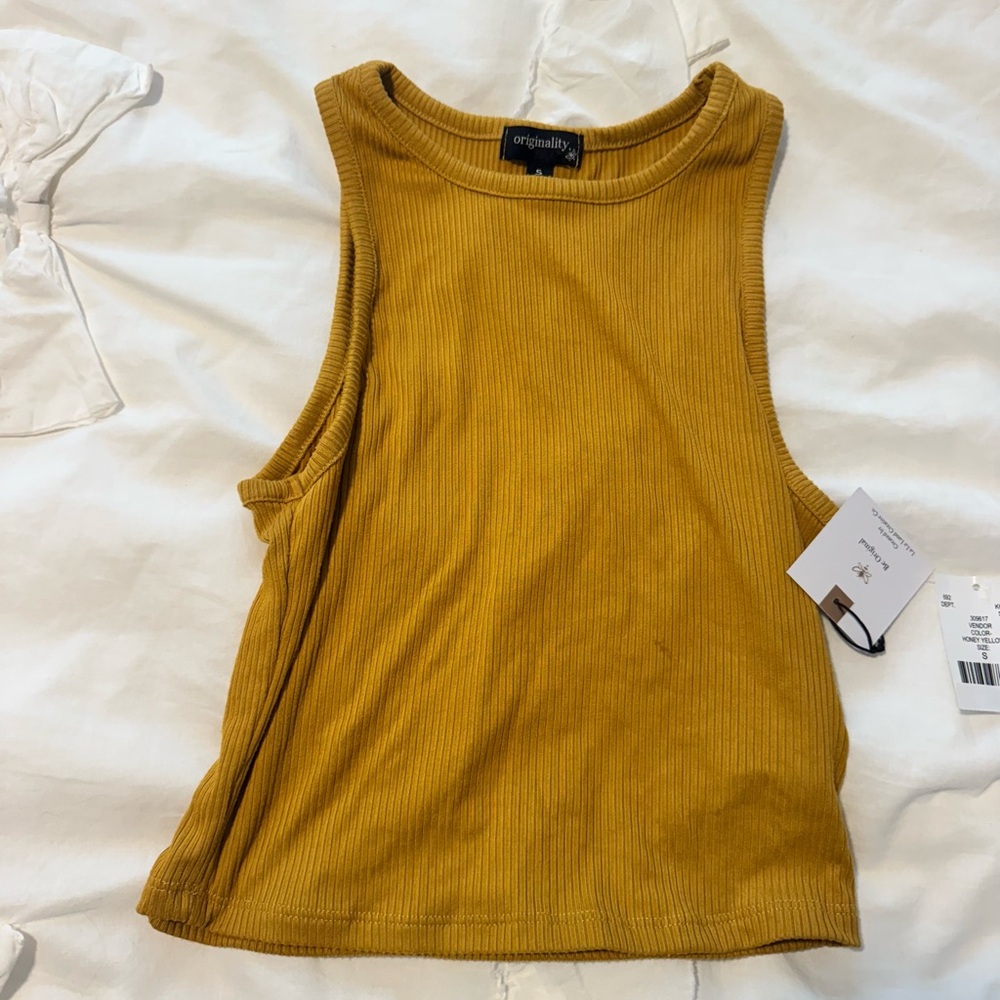 Mustard Yellow Ribbed Tank Top